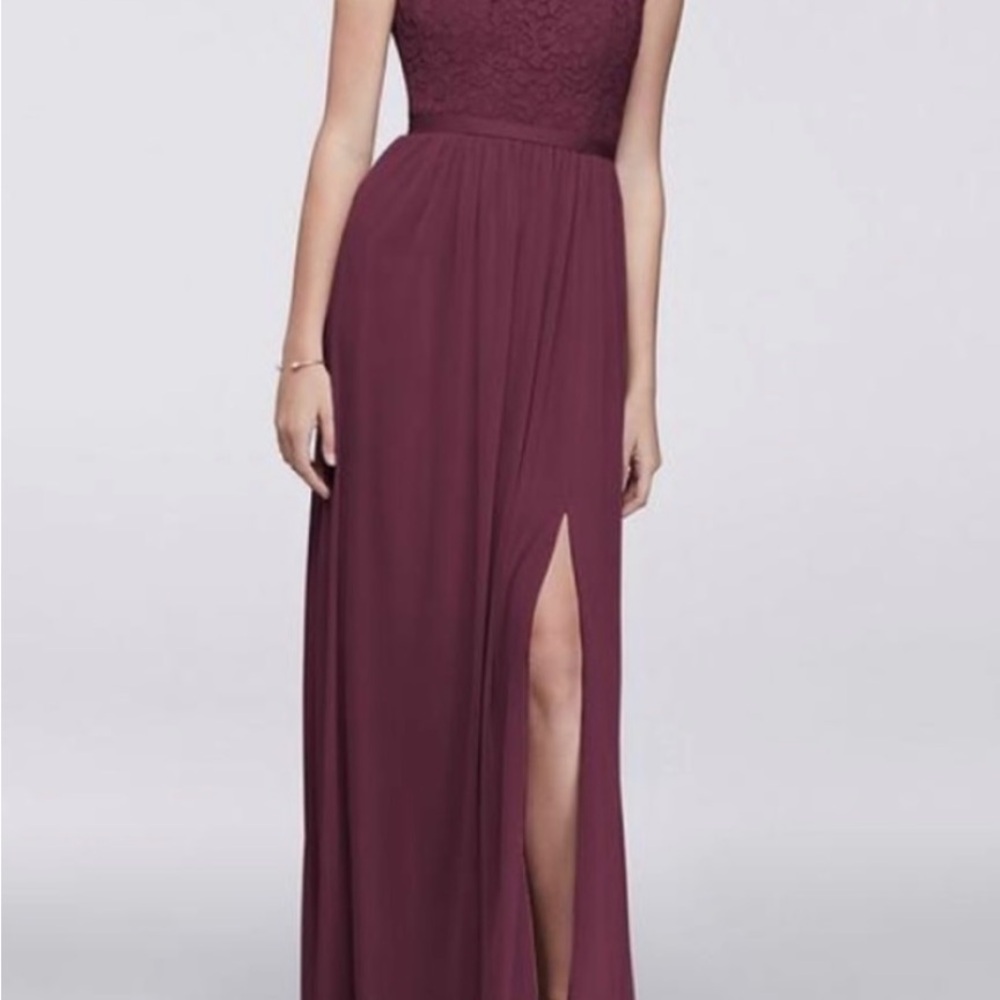 David's Bridal Burgundy Maxi Dress